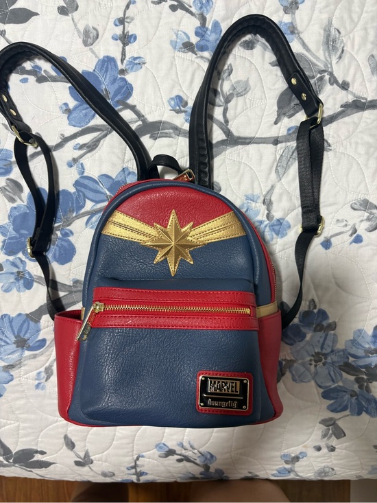 Marvel Handbags - Loungefly Marvel Captain Marvel Mini Backpack - Red, Blue & Gold